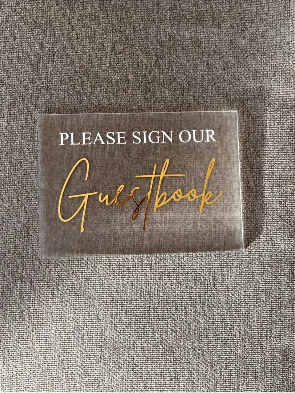 Please Sign Our Guestbook Acrylic Sign - Gold & White